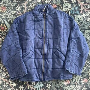 Free People Dolman Quilted Knit Jacket Top Oversized Zip-up Slouchy S NEW 274739